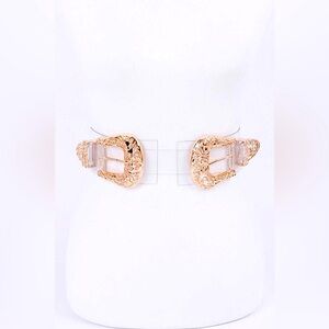 Gold & Clear Double Buckle Statement Belt
